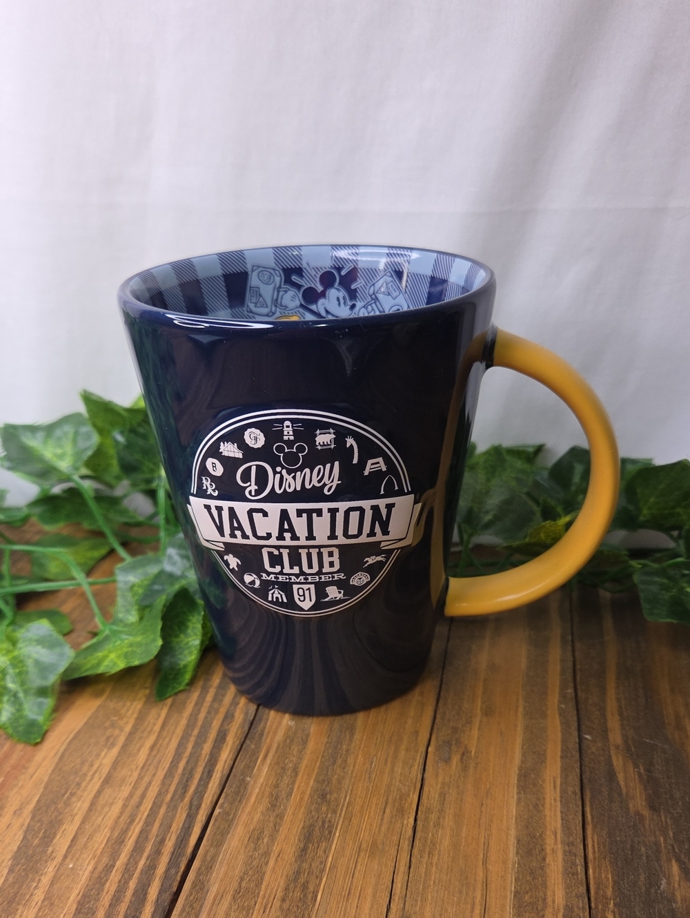 Disney Navy and Yellow Vacation Club Ceramic Mug. Like New